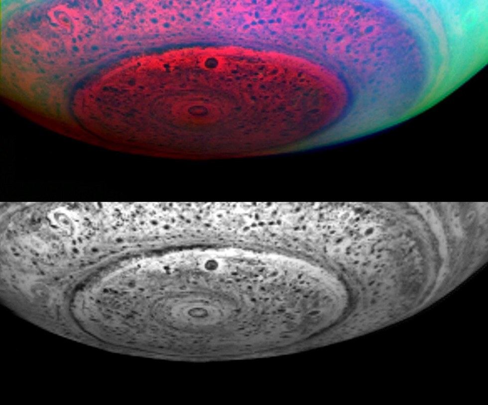 Космічний апарат Cassini зареєстрував сезонні зміни величезних вихорів на полюсах Сатурна